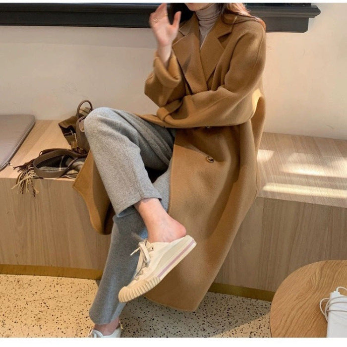 High-grade Gray Woolen Coat For Women Autumn