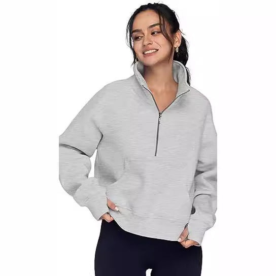 Loose Lapel Fleece-lined Sweater Women
