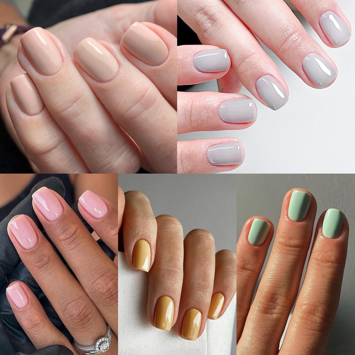 Classic Solid Color Fake Nails Color Short Square