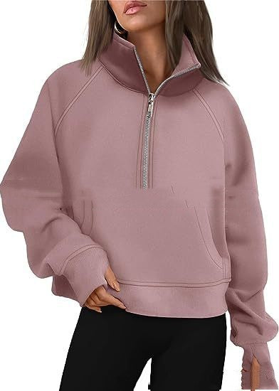 Loose Lapel Fleece-lined Sweater Women