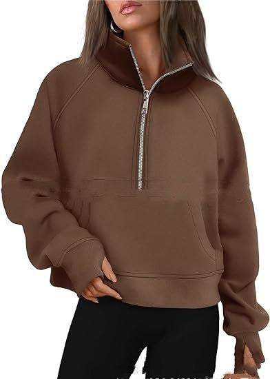 Loose Lapel Fleece-lined Sweater Women