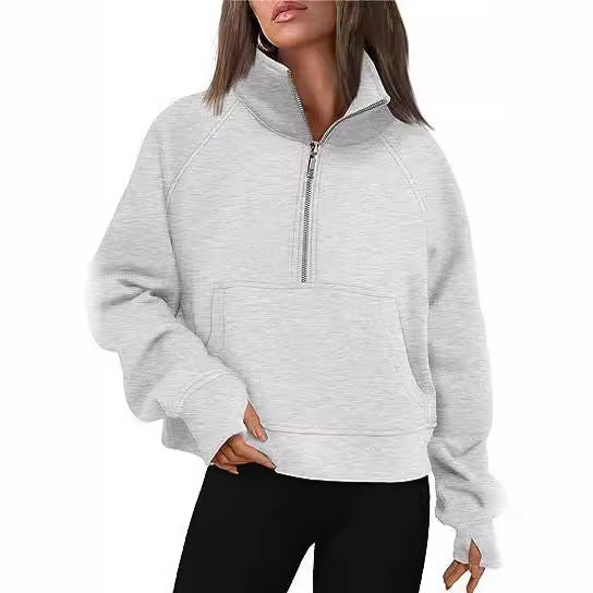 Loose Lapel Fleece-lined Sweater Women