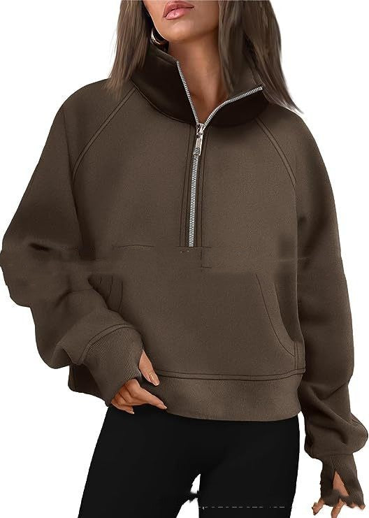 Loose Lapel Fleece-lined Sweater Women
