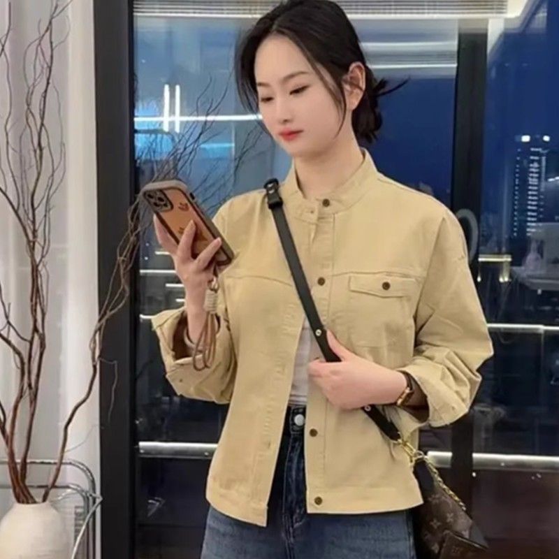 Casual Versatile Short Women's Loose Baseball Uniform Stand Collar Workwear Jacket Top