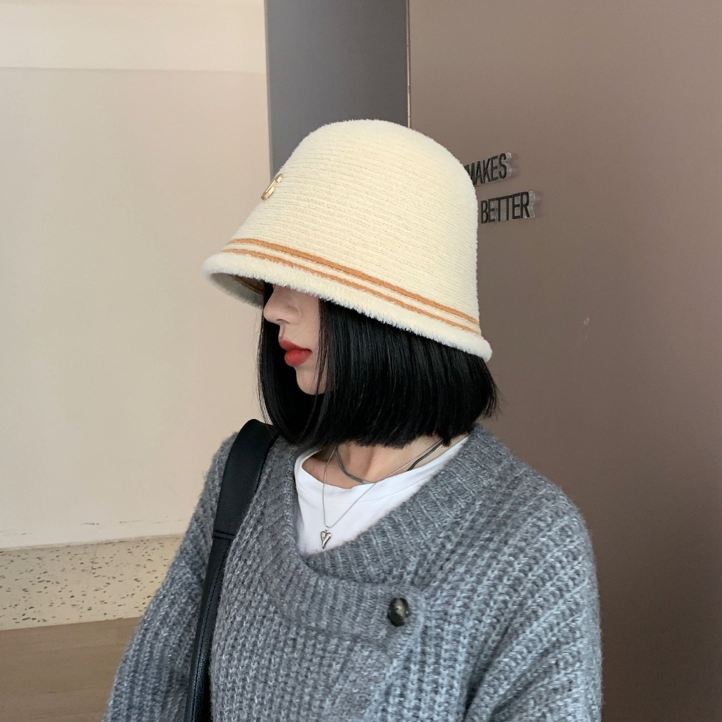 Black Fisherman Hat Women's Autumn And Winter