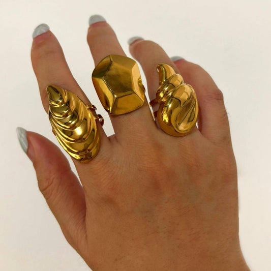 RETRO Geometric Irregular Opening Women's Ring