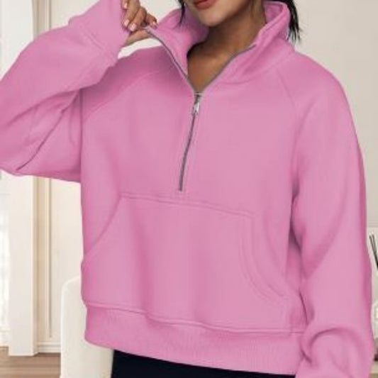 Loose Lapel Fleece-lined Sweater Women