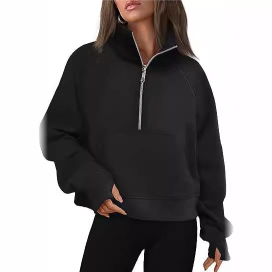 Loose Lapel Fleece-lined Sweater Women