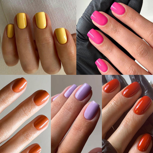 Classic Solid Color Fake Nails Color Short Square