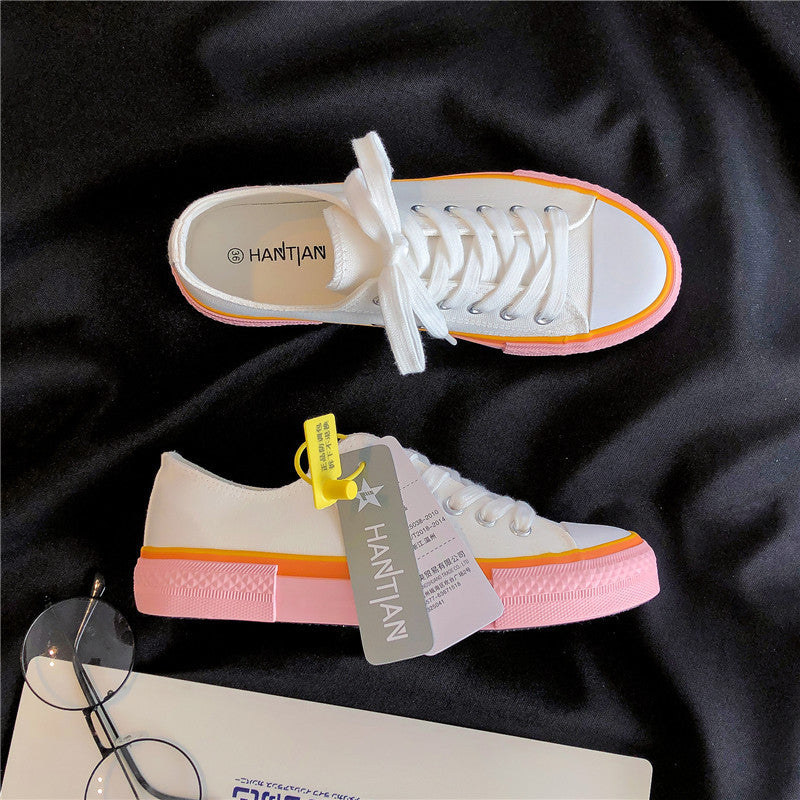 Classic Cream Blue Canvas Shoes Women